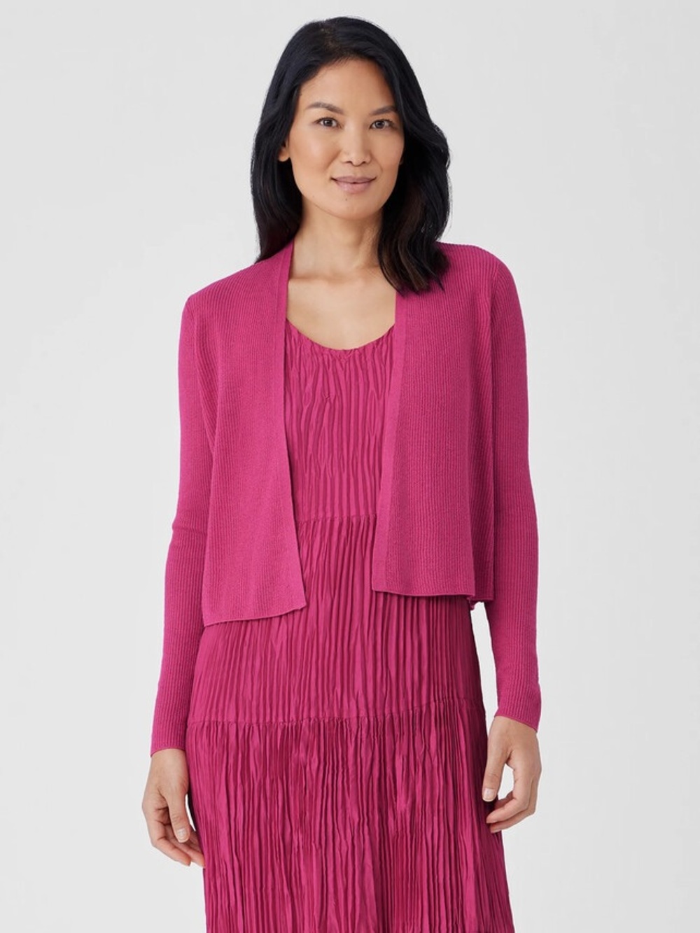 NWT Eileen Fisher Organic Linen Cotton Airy Tuck Cropped Cardigan Easy Fit Sz L